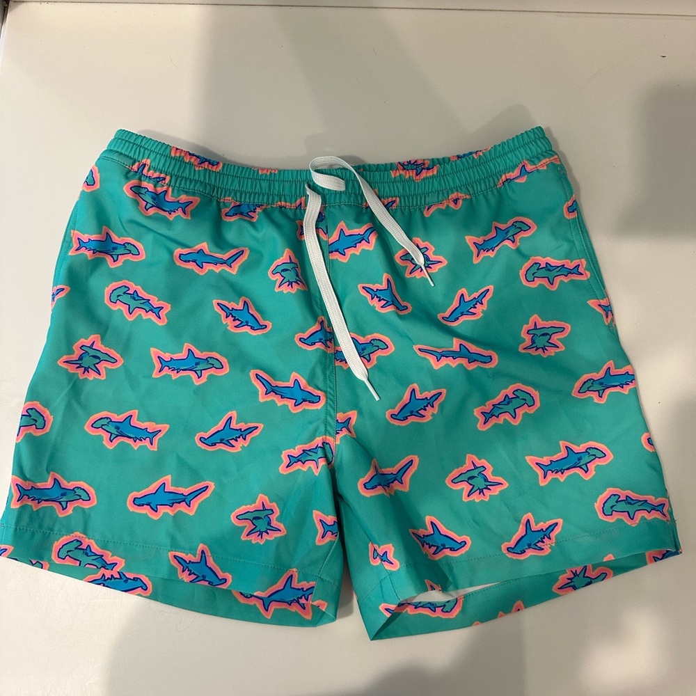 Chubbies Green Shark Pattern Swim Shorts